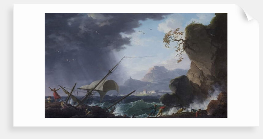 A Wreck on a Rocky Coast by Charles François Grenier de Lacroix