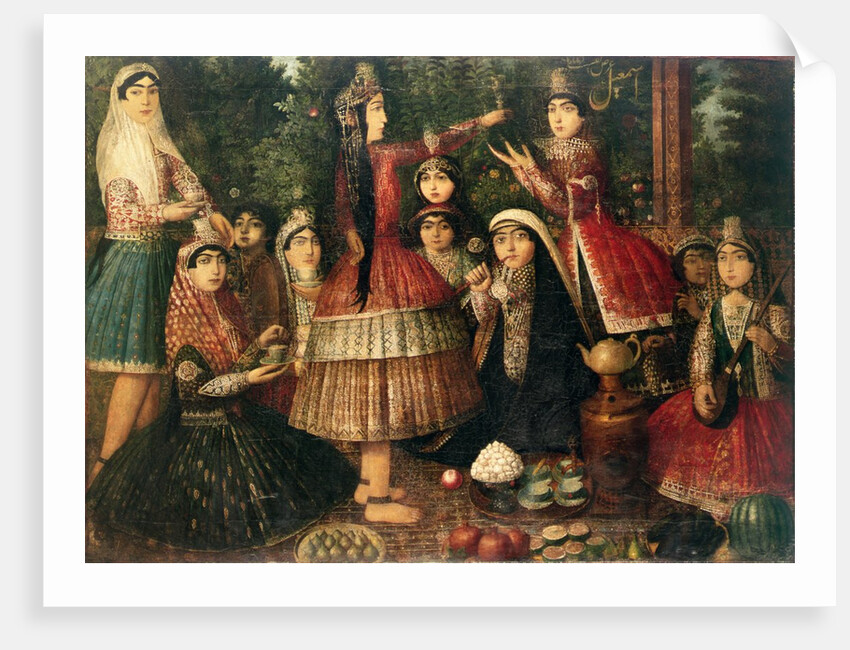 Women and Children in a Garden, 19th century by Persian School