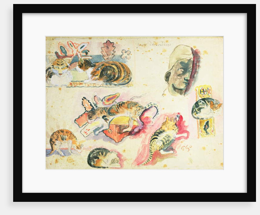 Study of Cats and a Head by Paul Gauguin