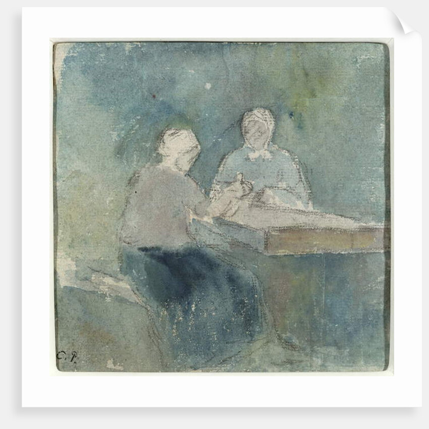 Two Peasants at the Table, c.1874 by Camille Pissarro