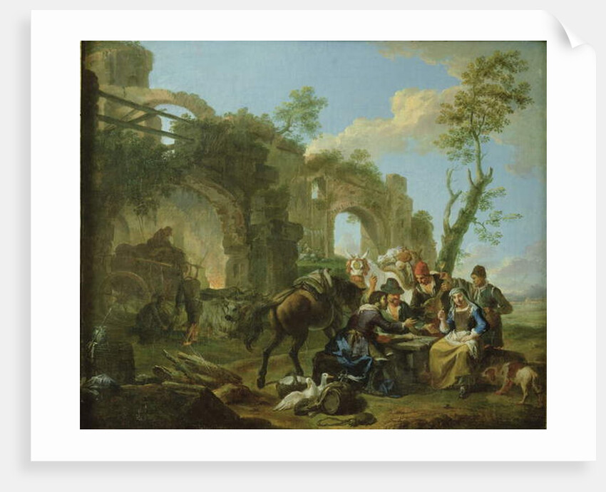 Horsemen Resting among Classical Ruins with a Fortune Teller by Paolo Monaldi