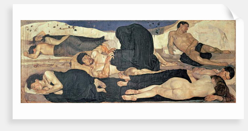 At night Group of naked sleepers, one of them in the midst of a nightmare, 1890 by Ferdinand Hodler