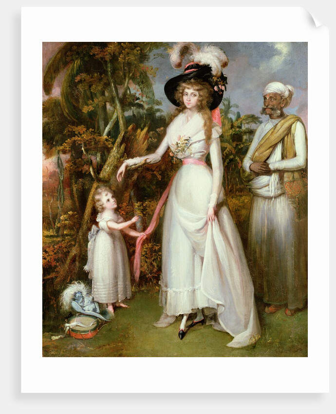 Mrs Graham of Kinross, her Daughter and a Jamadar, c.1786 by John Alefounder