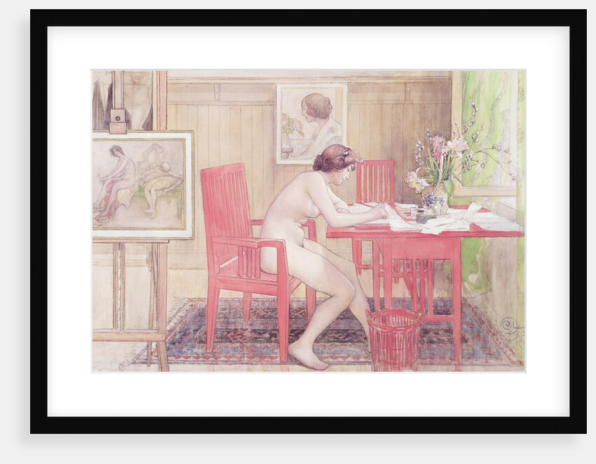 Model Writing Postcards, 1906 by Carl Larsson