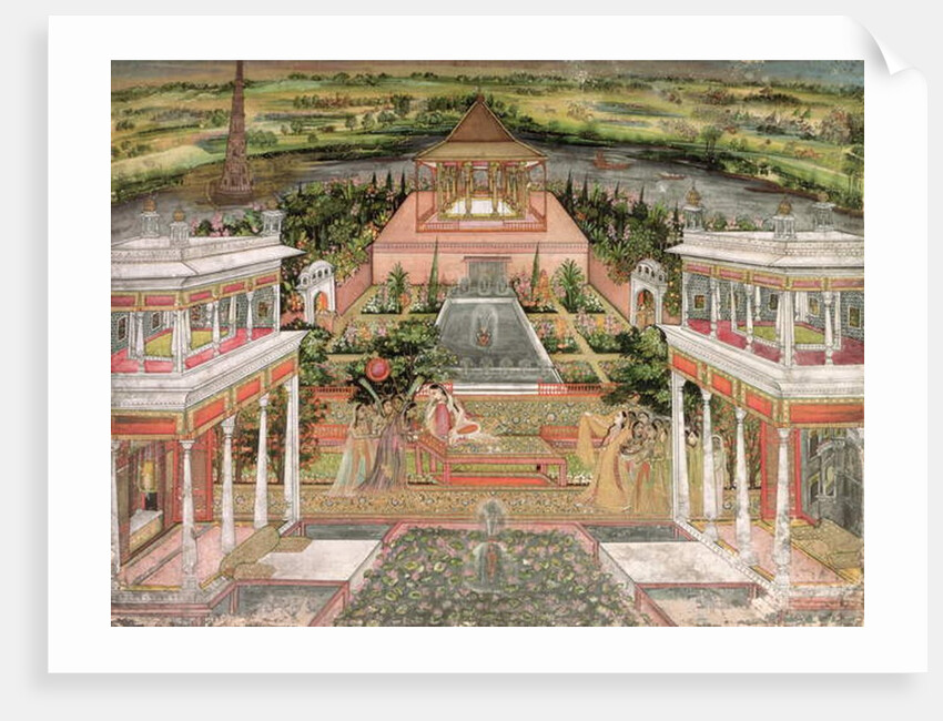 A Mughal Princess in her Garden by Indian School