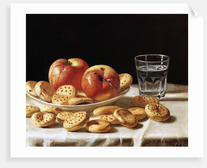 Still life with apples and biscuits, 1862 by John F. Francis