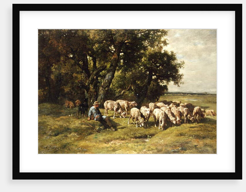 A shepherd and his flock by Charles Emile Jacques
