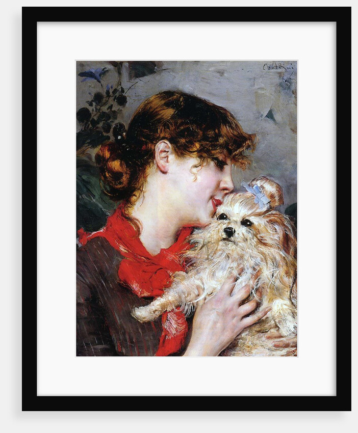 The actress Rejane and her dog, c.1885 by Giovanni Boldini