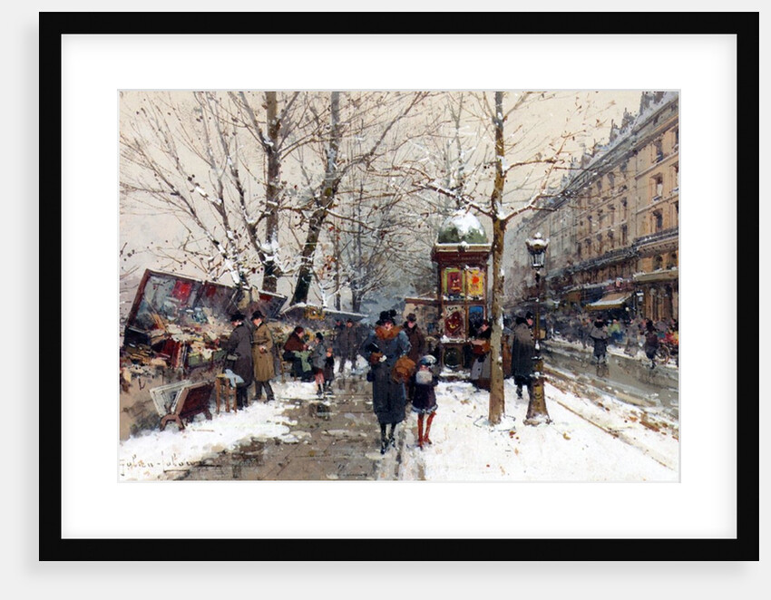 Bookstalls in Winter, Paris by Eugene Galien-Laloue