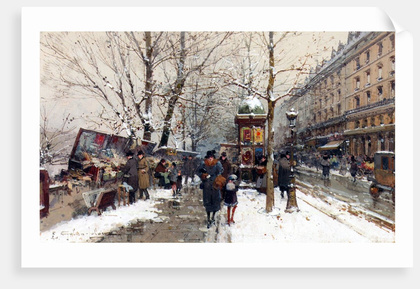 Bookstalls in Winter, Paris by Eugene Galien-Laloue