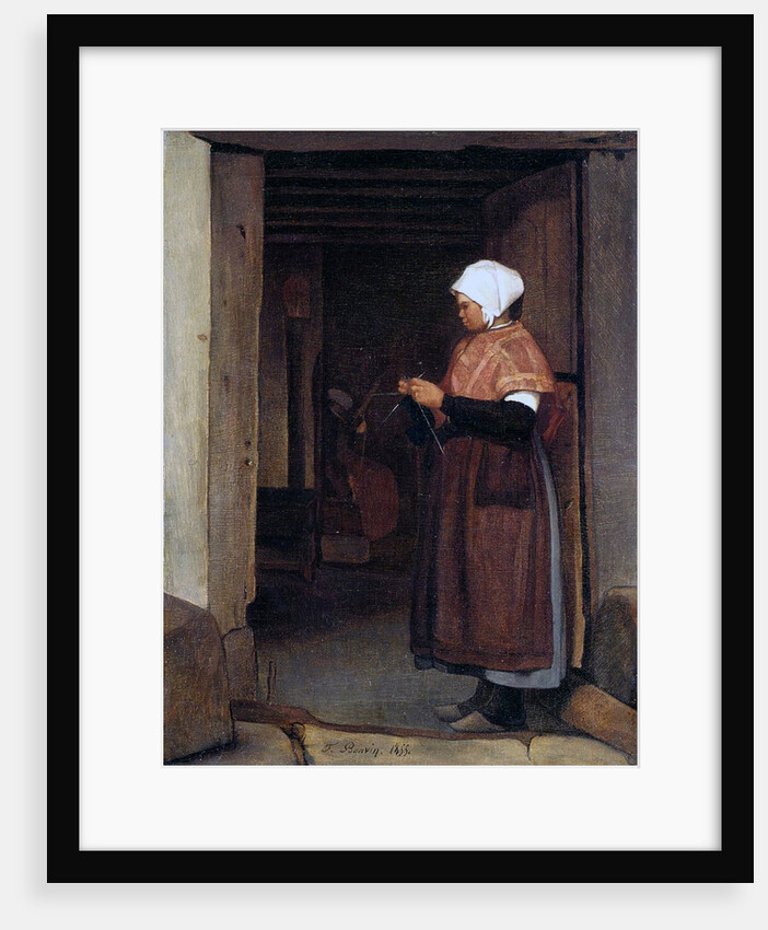 Peasant Girl Knitting, 1855 by Francois Bonvin