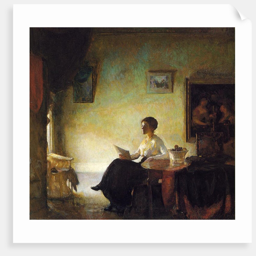 Woman reading at home, 1918 by Frederick Andrew Bosley