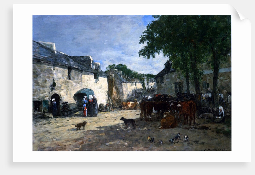 Cattle market at Daoulas, Brittany, 1861 by Eugene Louis Boudin