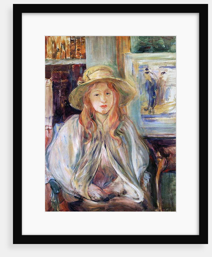 Julie Manet with a straw hat, 1892 canvas) by Berthe Morisot