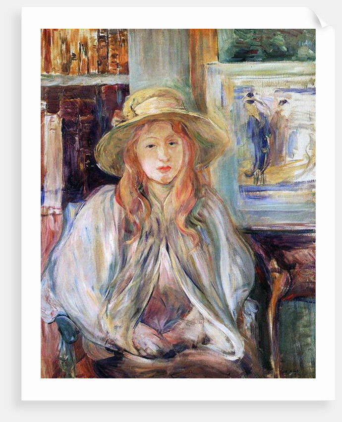 Julie Manet with a straw hat, 1892 canvas) by Berthe Morisot