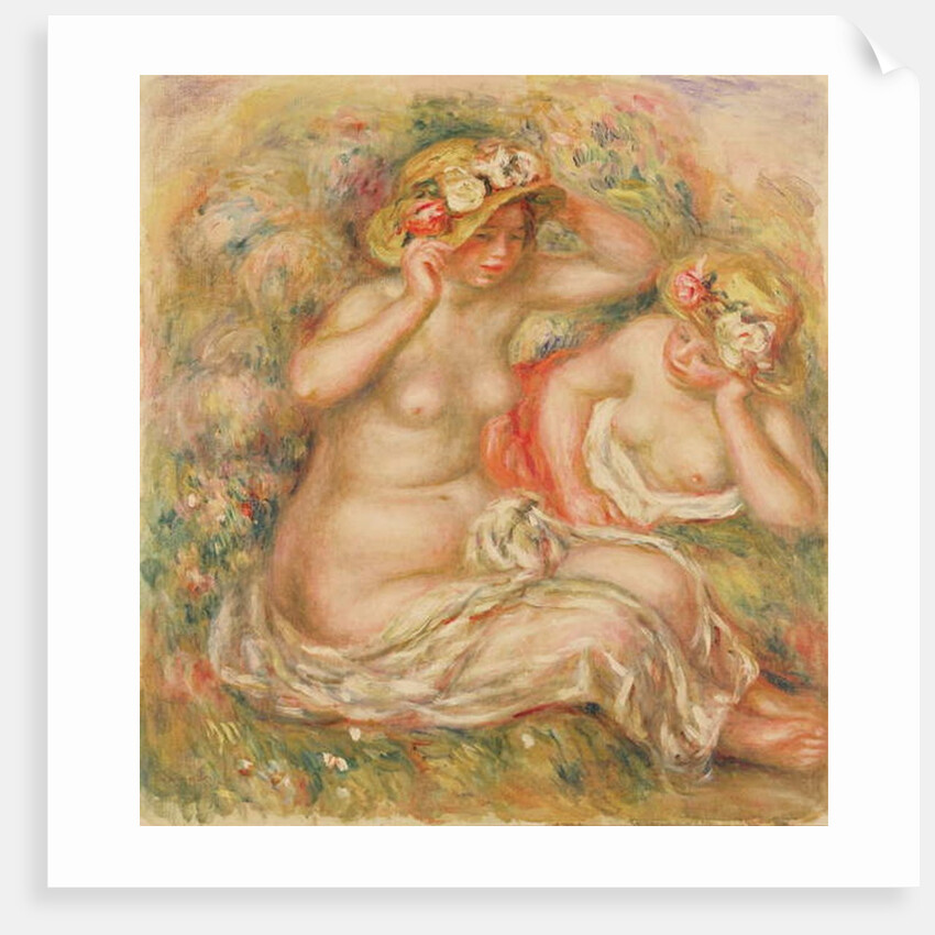 Two Nudes Wearing Hats by Pierre Auguste Renoir