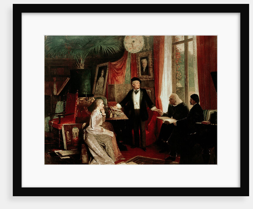 Richard Wagner with Franz Liszt and Liszt's daughter Cosima by German School