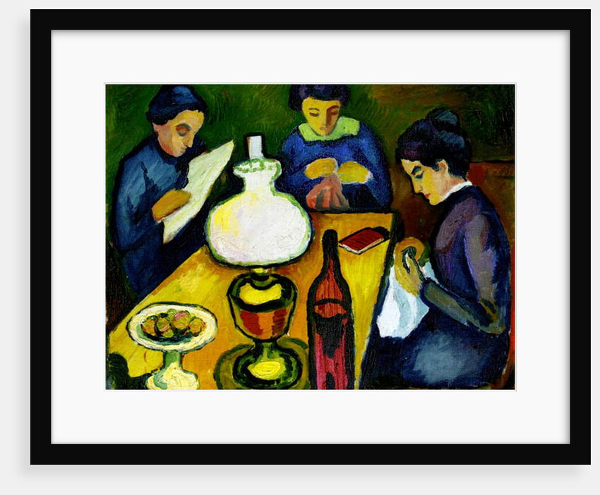 Three Women at the Table by the Lamp, 1912 by August Macke