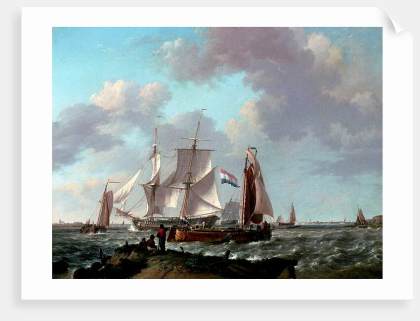 Ships near the coast, 1831 by Johannes Hermanus Koekkoek