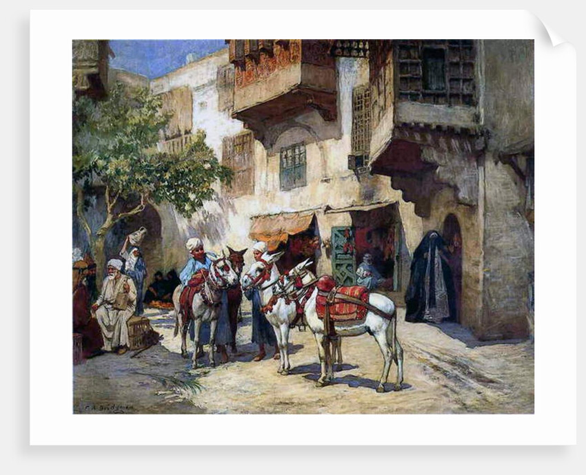 Oriental Street with Donkeys by Frederick Arthur Bridgman