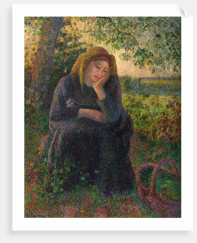 A Pensive Peasant Girl, 1892 by Camille Pissarro