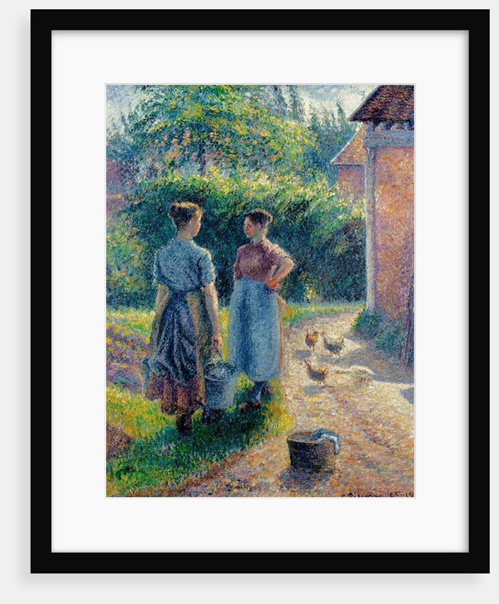 Peasant Women Chatting at Eragny, 1895-1902 by Camille Pissarro