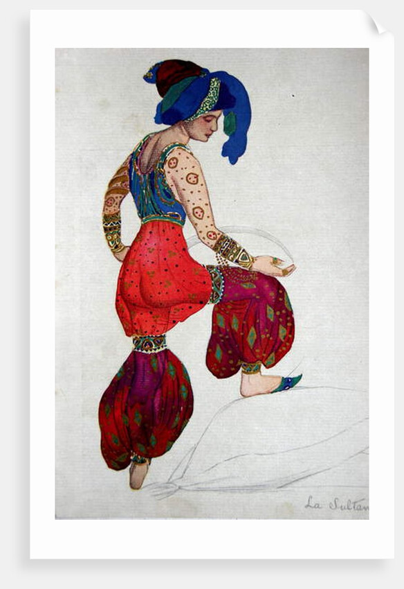 Costume design for the Blue Sultan in 'Scheherazade', c.1910 by Leon Bakst
