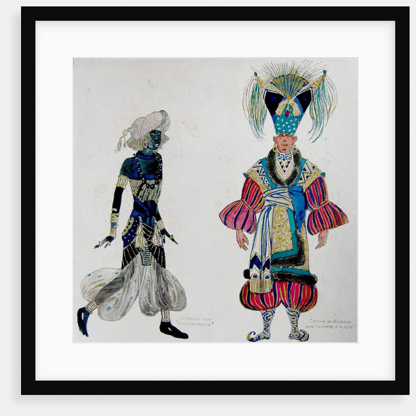 Costumes for a negro boy in 'Scheherazade' and Barbizon in 'Aladdin's Lamp' by Leon Bakst