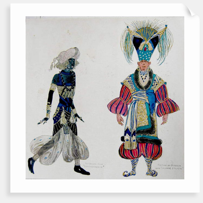 Costumes for a negro boy in 'Scheherazade' and Barbizon in 'Aladdin's Lamp' by Leon Bakst