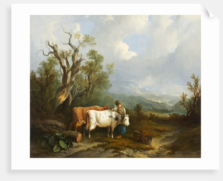 Landscape with cattle and figure of woman, 1842 by William Snr. Shayer