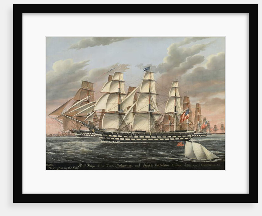 U.S. Ships-of-the-Line and Frigates Delaware and North Carolina, Brandywine, and Constellation, 1848 by James Guy Evans