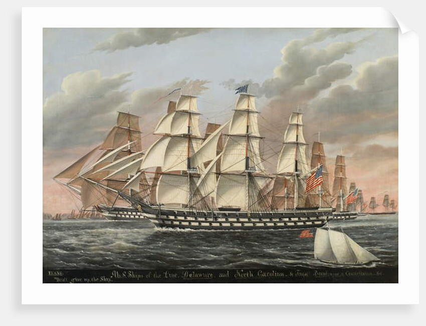 U.S. Ships-of-the-Line and Frigates Delaware and North Carolina, Brandywine, and Constellation, 1848 by James Guy Evans