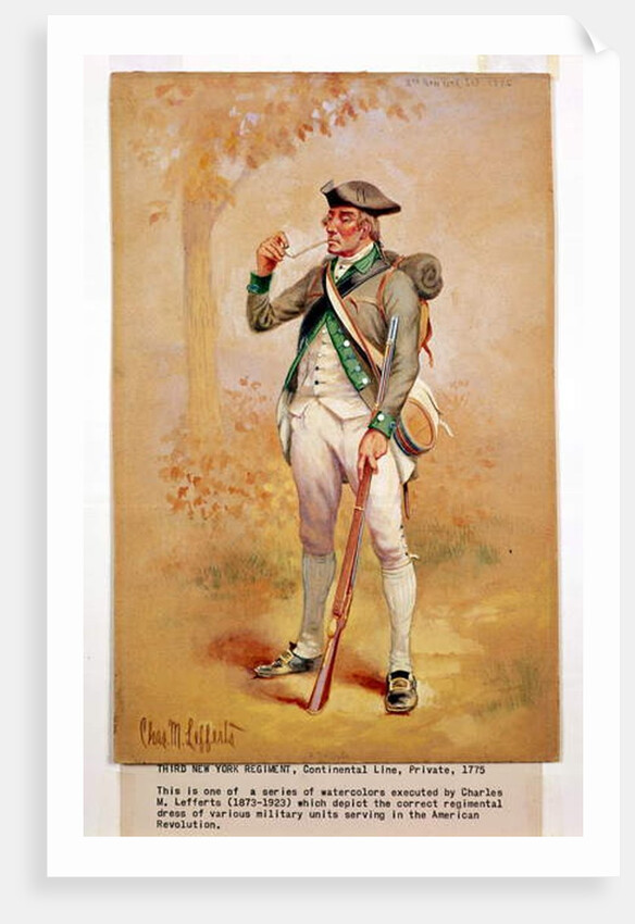 Uniform of a Private of the Continental Line in the 3rd New York Regiment in 1775, c.1920 by Charles MacKubin Lefferts