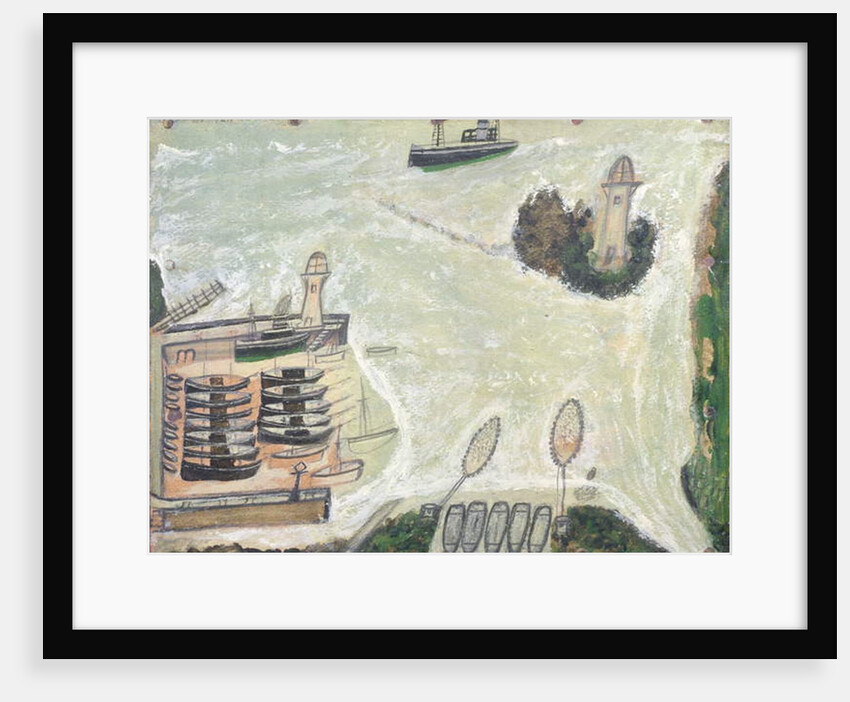 St. Ives Harbour and Godrevy Lighthouse, c.1930 by Alfred Wallis