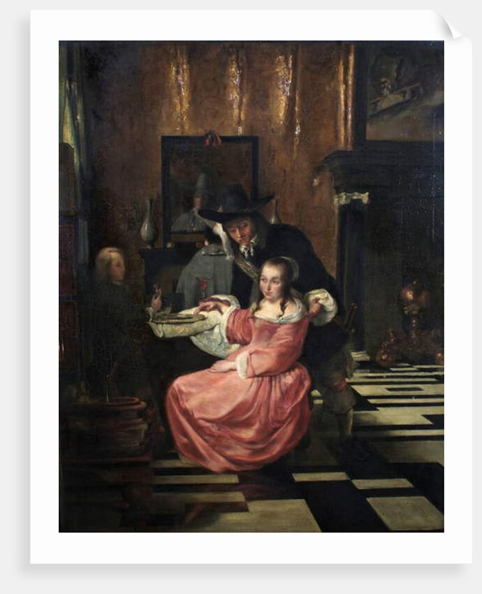 Dutch Interior with figures by Ludolf de Jongh