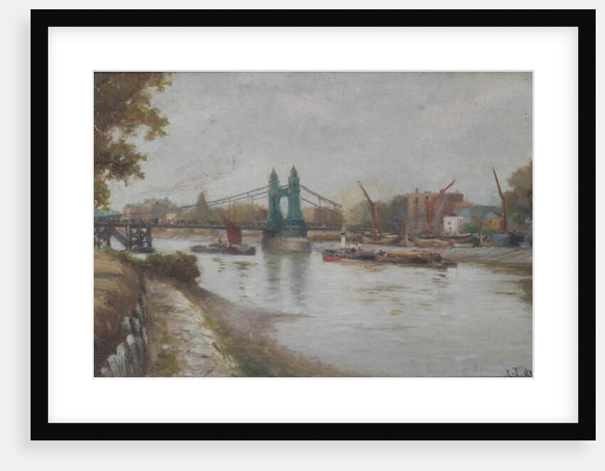 Hammersmith Bridge - the present one - post 1887 - looking from the Surrey shore by Charles John de Lacy