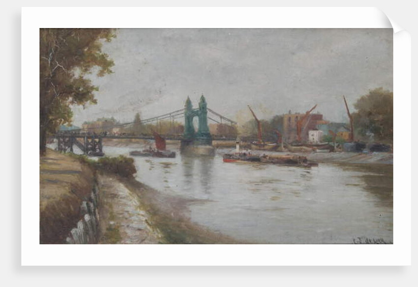 Hammersmith Bridge - the present one - post 1887 - looking from the Surrey shore by Charles John de Lacy
