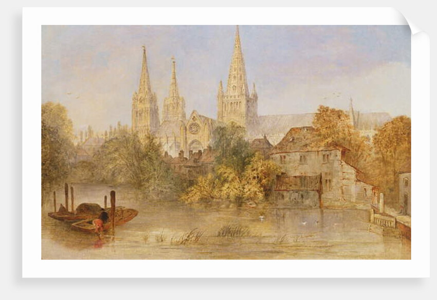 Lichfield Cathedral from Stowe Pool, c.1850 by English School