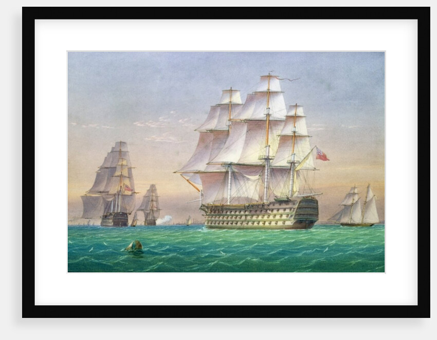 Three first rate ships of the line entering Portsmouth harbour by John and William (1803-57) Joy