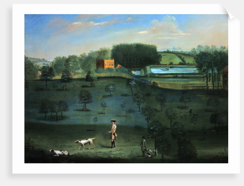 Country house scene with deer and arboretum by Balthasar Nebot