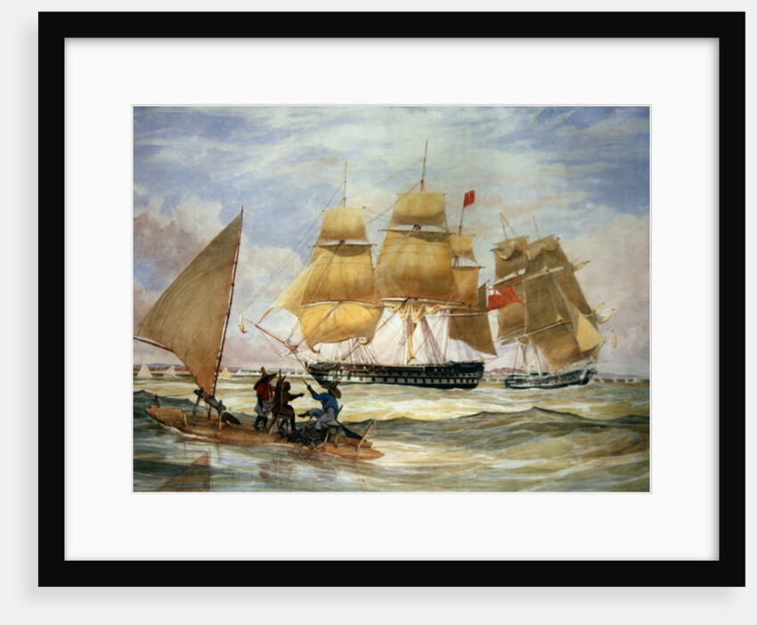 HM Ships 'Ganges' and 'Sapphire' off Pernambuco, 1829 by Emeric Essex Vidal