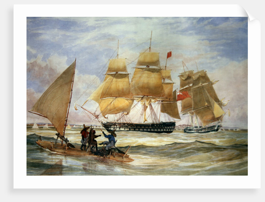 HM Ships 'Ganges' and 'Sapphire' off Pernambuco, 1829 by Emeric Essex Vidal