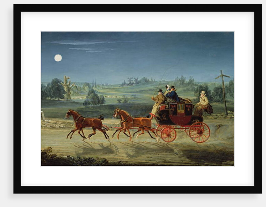 The Bath, Bristol and London Royal Mail Coach at night by James Pollard