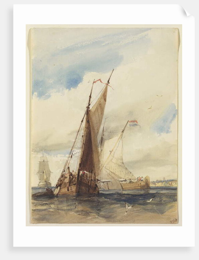 Dutch Fishing Vessels near the French Coast, 1825 by Richard Parkes Bonington