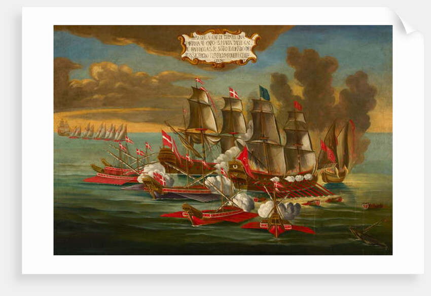 Capture of a Turkish Ship by Galleys and Ships of the Order under the Command of Fleurigny, off Tripoli by Maltese School