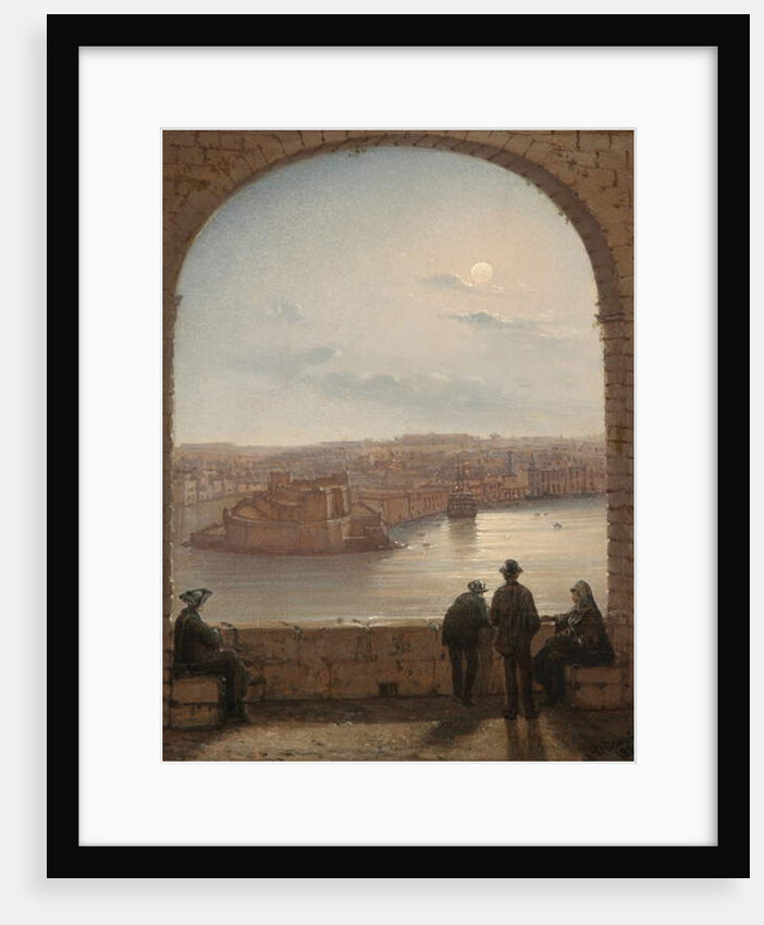 A Moonlit View of Fort St Angelo, Valletta, 1887 by Giancinto Gianni