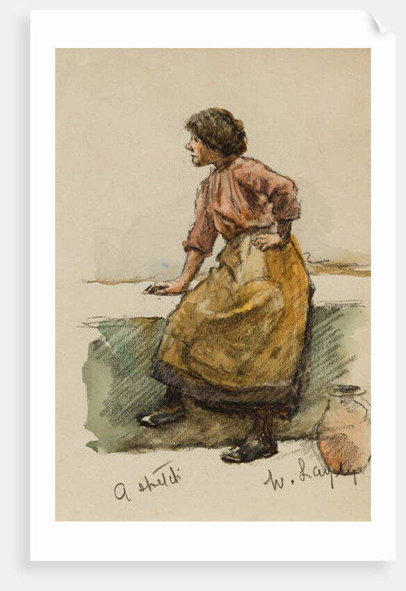 Study of a Girl on a Harbour Wall by Walter Langley