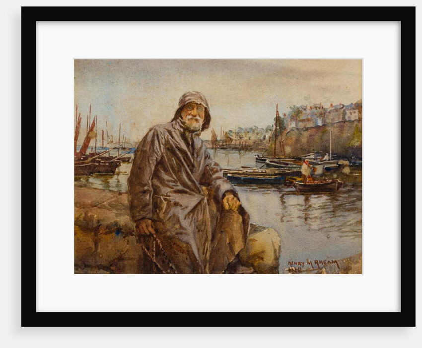 Fisherman on Newlyn Harbour Wall, 1920 by Henry Meynell Rheam