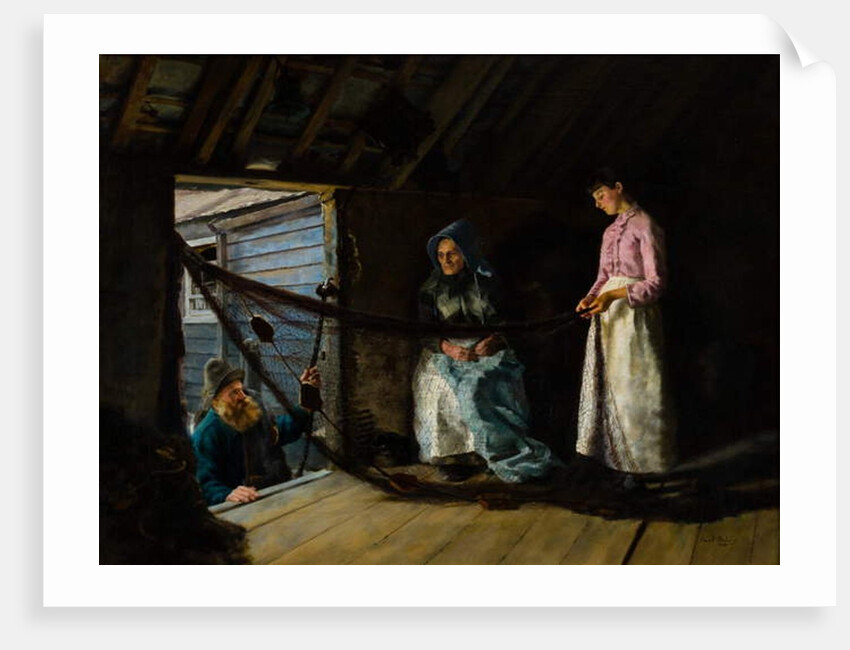 Mending Father's Nests, 1884 by Frank Bodilly