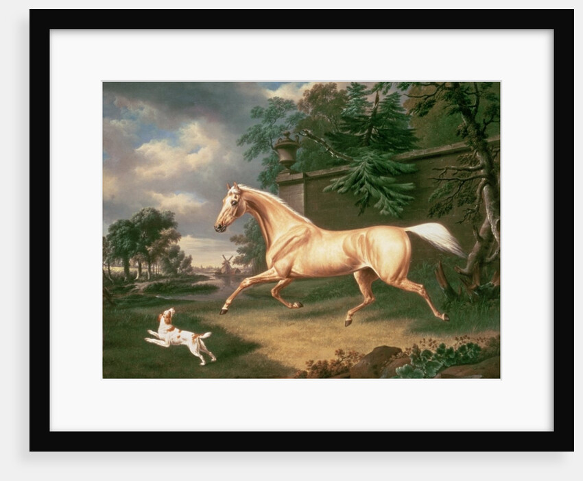 A Palomino frightened by an oncoming storm with a Spaniel, 1814 by Charles Towne